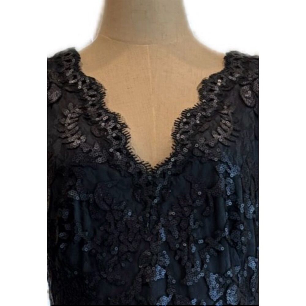 Tadashi Shoji  NWOT Dark Blue Lace Sequin Evening Gown Long Dress 12 - Picture 4 of 10